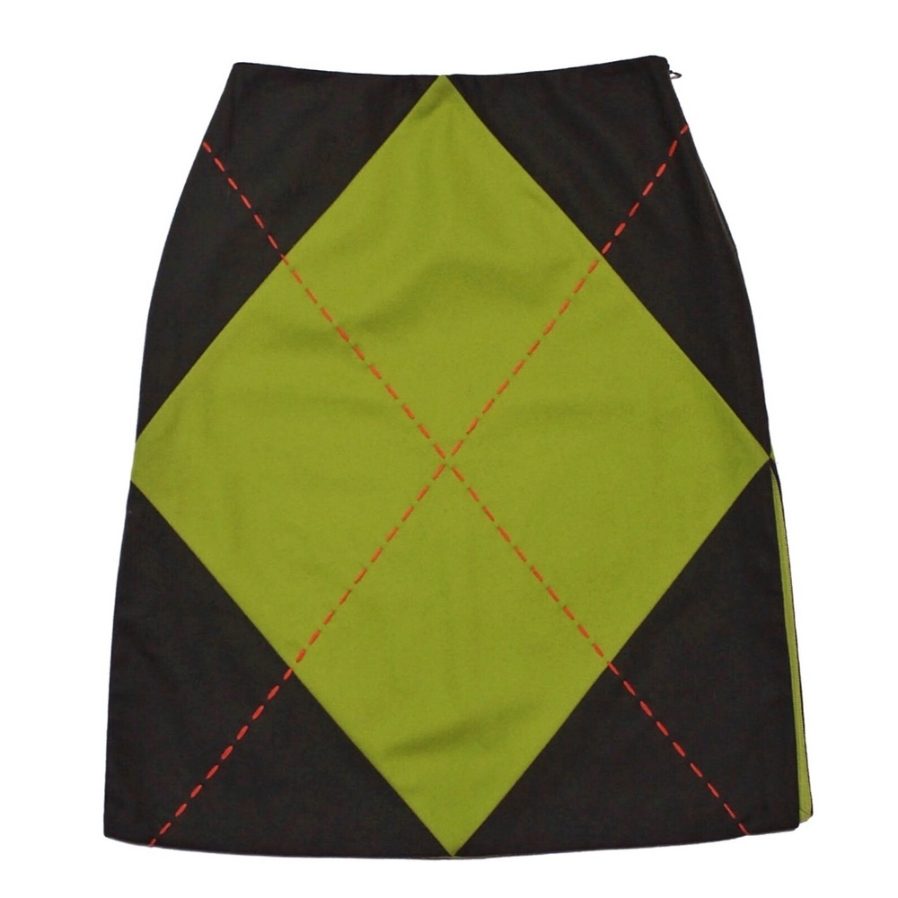Vintage Moschino Cheap and Chic black label Wool Skirt geometric pattern size 8